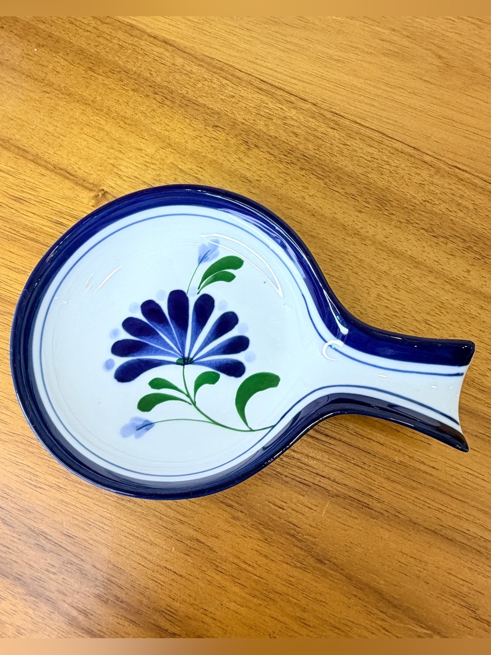 Dansk "Sage Song" Spoon Rest 6" Green Floral Stoneware Vintage